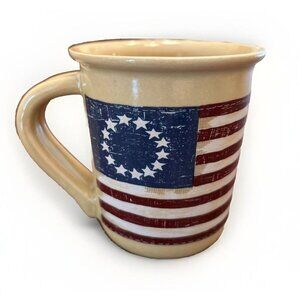 Vtg RUSS Spirit Of The Flag Mug America‎ 250 USA Country Cottagecore Farmhouse